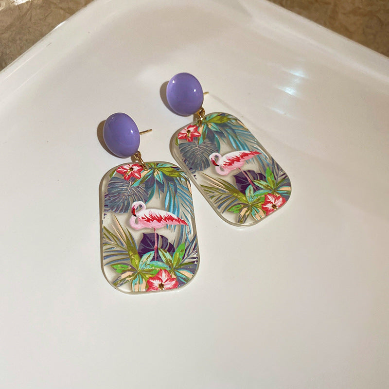 Wholesale Silver Needle French Oil Painting Sunflower Earrings